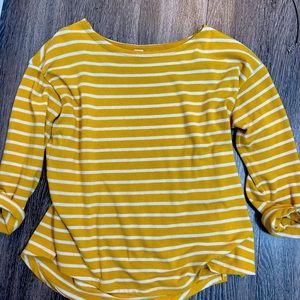 Mustard Striped 3/4 sleeve sweater